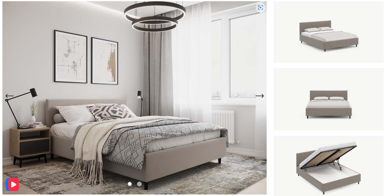 Кровать MOON Family 1259 с подъемным механизмом и
                    емкостью для хранения белья.